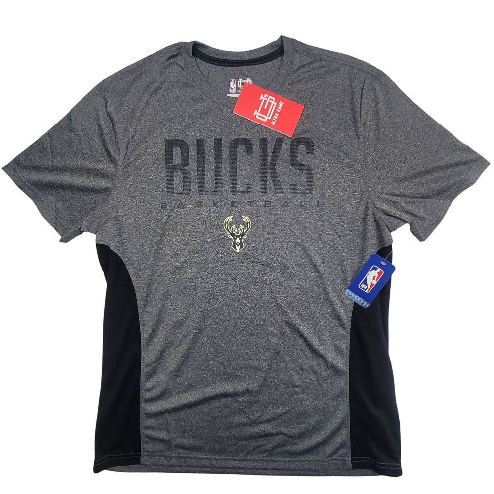 Milwaukee Bucks Basketball NBA T Shirt Mens XL Gray Short Sleeve Ultra Game NWT